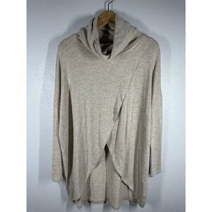 Wonderland By Orange Sweater Womens Small Beige Cowl Neck Wrap Open Front